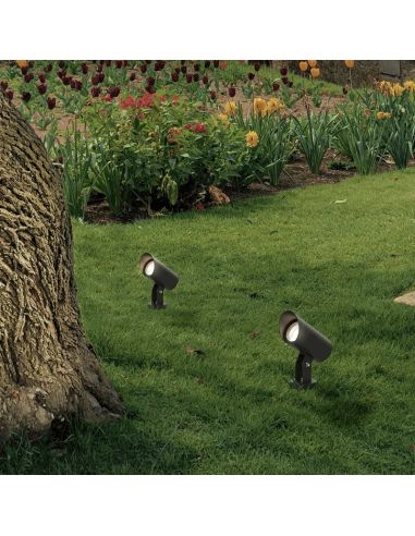 Gyrophare LED avec piquet Seiren anthracite GU10 8W environnement IP65