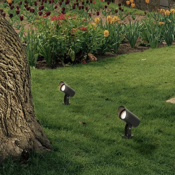 Gyrophare LED avec piquet Seiren anthracite GU10 8W environnement IP65