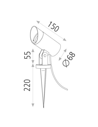 Baliza LED con Pincho  Seiren antracita GU10 8W IP65 medidas