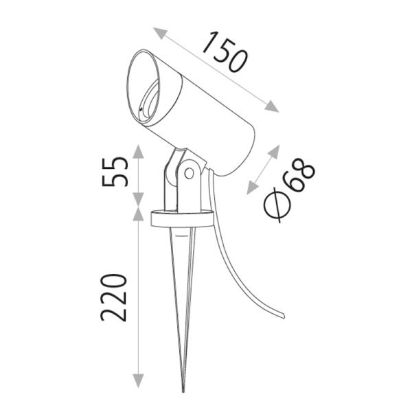 Gyrophare LED avec piquet Seiren anthracite GU10 8W IP65 mesures