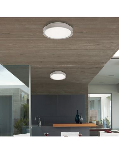 Plafonnier LED d'extérieur, gris tilleul, 3000K, 15W, 1750Lm, IP65, avec et sans capteur de présence ambiante
