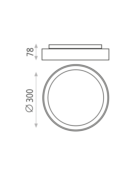 Plafonnier LED d'extérieur gris tilleul 3000K 15W 1750Lm IP65 Avec et sans mesures de capteur de présence