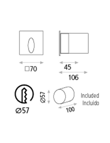 Encastré extérieur LED Virgo anthracite 3000K, 3W 60Lm Mesures IP65