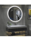 Miroir avec lumière LED ronde Petra, bouton tactile 43W 3000K 3063Lm environnement IP44