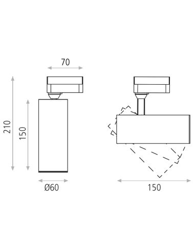 Projetor de trilho redondo ajustável Budelli Branco GU10 8W Trifásico medidas universais