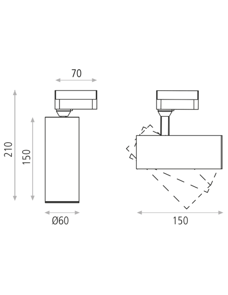 Projetor de trilho redondo ajustável Budelli Branco GU10 8W Trifásico medidas universais