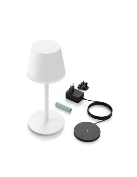 Componentes brancos do produto do candeeiro de mesa portátil Hue Go Smart LED