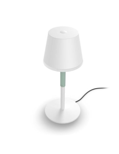Lámpara de mesa portátil LED inteligente Hue Go blanco vista frontal