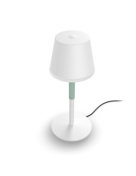 Lámpara de mesa portátil LED inteligente Hue Go blanco vista frontal