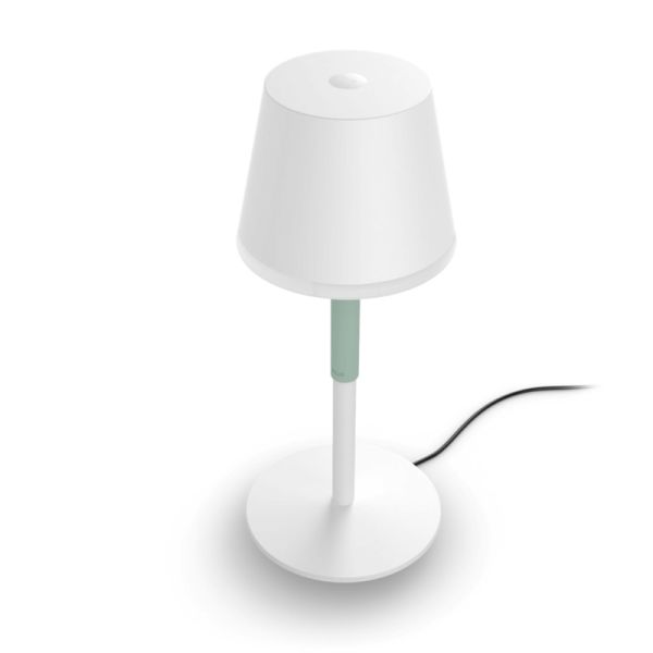 Lámpara de mesa portátil LED inteligente Hue Go blanco vista frontal