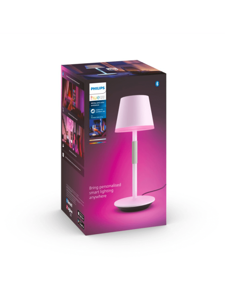 Lámpara de mesa portátil LED inteligente Hue Go blanco caja