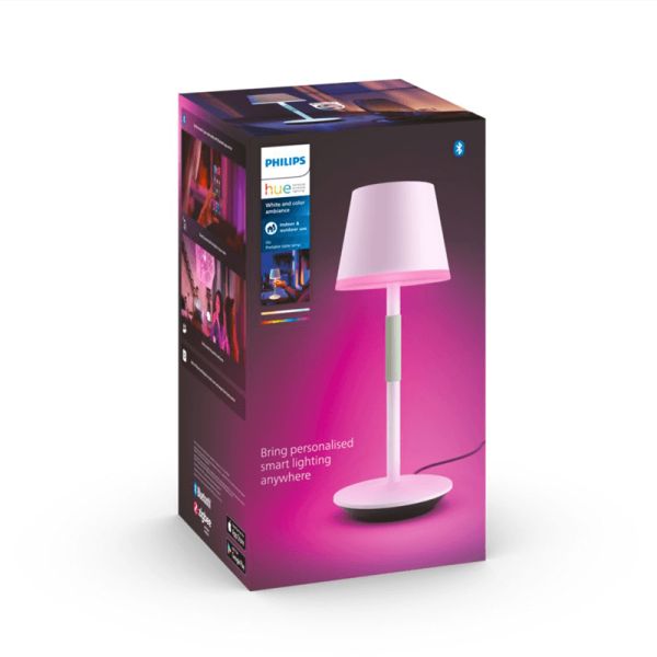 Lámpara de mesa portátil LED inteligente Hue Go blanco caja