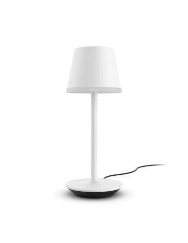 Lámpara de mesa portátil LED inteligente Hue Go blanco vista sin empuñadura