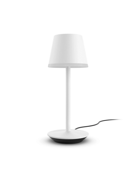 Lámpara de mesa portátil LED inteligente Hue Go blanco vista sin empuñadura