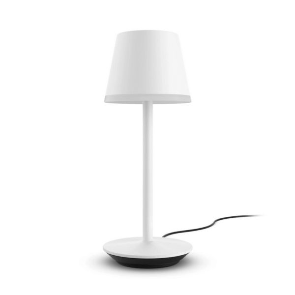 Lámpara de mesa portátil LED inteligente Hue Go blanco vista sin empuñadura