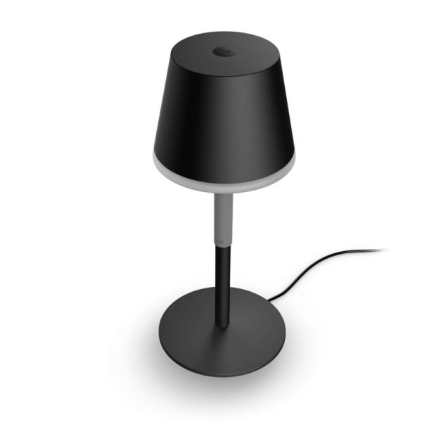 Lámpara de mesa portátil LED inteligente Hue Go negro-gris vista frontal