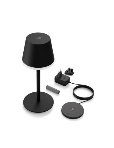 Lámpara de mesa portátil LED inteligente Hue Go negro-gris componentes producto