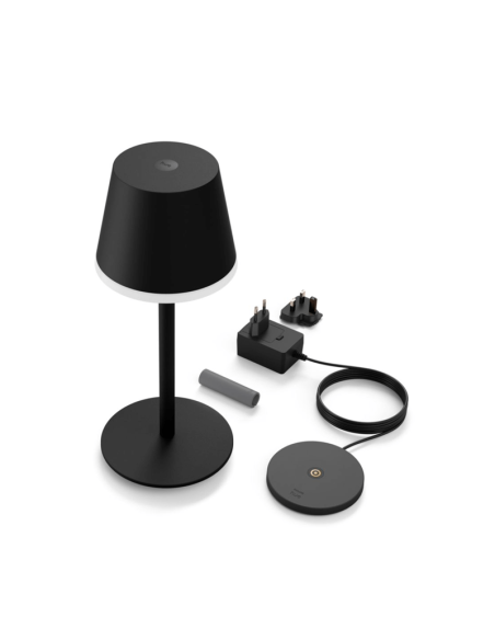 Lámpara de mesa portátil LED inteligente Hue Go negro-gris componentes producto