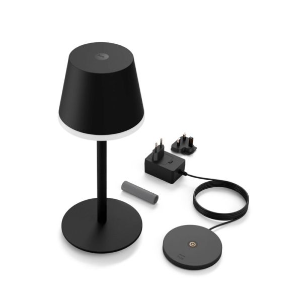 Lámpara de mesa portátil LED inteligente Hue Go negro-gris componentes producto