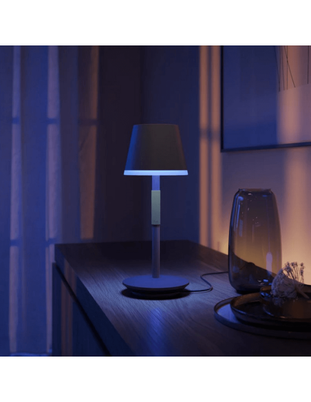 Lámpara de mesa portátil LED inteligente Hue Go negro-gris luz tenue