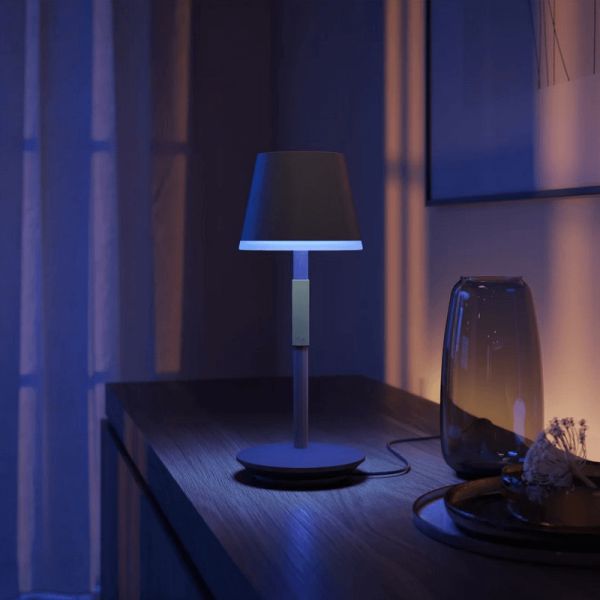 Lámpara de mesa portátil LED inteligente Hue Go negro-gris luz tenue