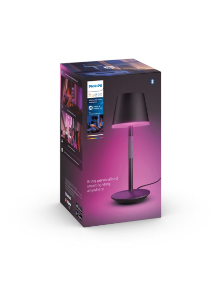Lámpara de mesa portátil LED inteligente Hue Go negro-gris caja producto