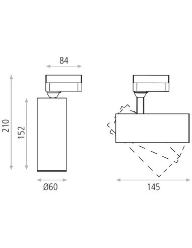 Foco Carril orientable redondo Isquia Blanco en 13W o en 27W 3000K Trifásico universal medidas