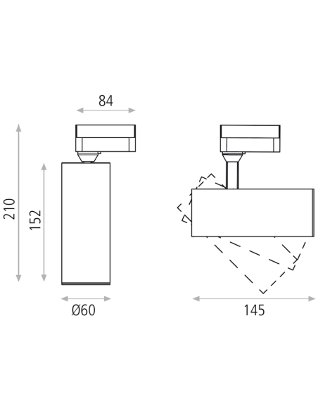 Projetor redondo ajustável da trilha Isquia Branco em 13W ou 27W 3000K Medidas trifásicas universais