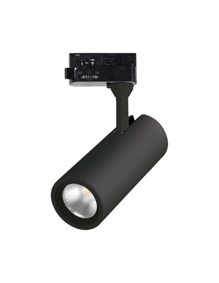 Spot sur rail rond orientable Isquia noir en 13W ou 27W 3000K Triphasé universel