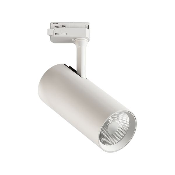 Spot sur rail rond orientable Isquia blanc en 27W 3000K Triphasé universel