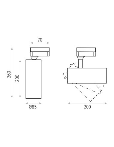 Foco Carril orientable redondo Isquia blanco en 27W 3000K Trifásico universal medidas