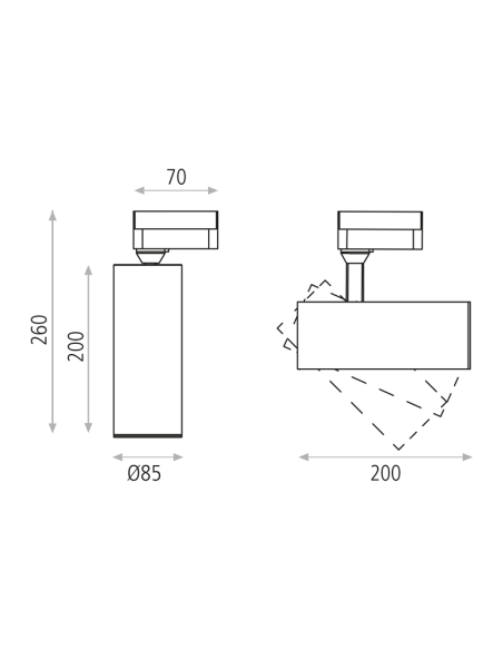 Foco Carril orientable redondo Isquia blanco en 27W 3000K Trifásico universal medidas