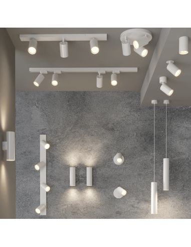 Spot sur rail orientable rond Modrian Spotlight blanc 8W GU10 1875Lm ambiant