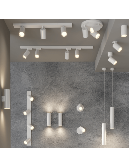 Holofote redondo ajustável Modrian Spotlight branco 8W GU10 1875Lm ambiente