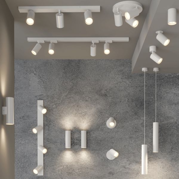 Spot sur rail orientable rond Modrian Spotlight blanc 8W GU10 1875Lm ambiant