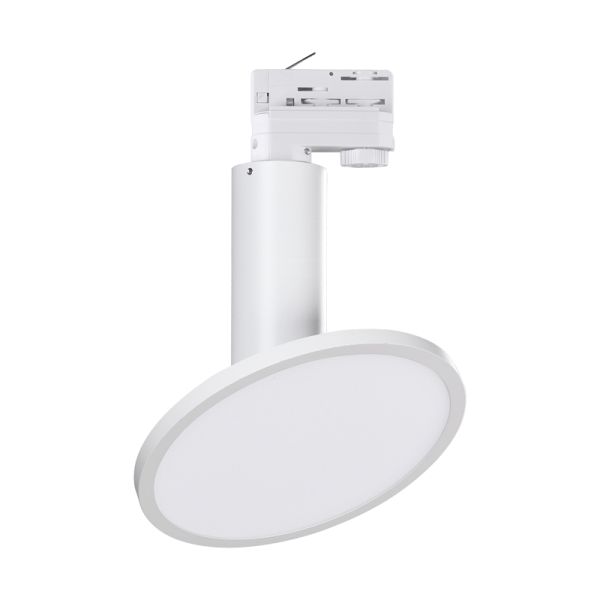 Spot sur rail rond plat Morgan blanc, 18W 3000K 1600Lm