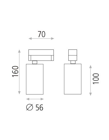 Track Spotlight Zoom redondo branco, 8W GU10, dimensões Cl. II