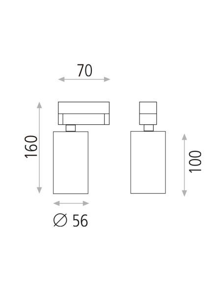 Spot sur rail Zoom rond blanc, 8W GU10, Cl. II dimensions