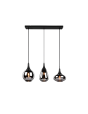Lámpara de techo colgante negra vidrio ahumado 3 luces 40W | LeonLeds