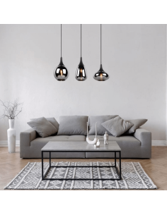 Lámpara de techo colgante negra vidrio ahumado 3 luces 40W | LeonLeds 2