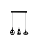 Lámpara de techo colgante negra vidrio ahumado 3 luces 40W vista frontal