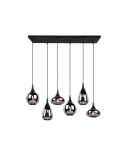 Lámpara de techo colgante negra vidrio ahumado 6 luces 40W | LeonLeds