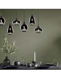 Lámpara de techo colgante negra vidrio ahumado 6 luces 40W foto ambiente