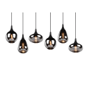 Lámpara de techo colgante negra vidrio ahumado 6 luces 40W detalle producto