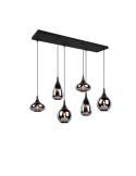 Lámpara de techo colgante negra vidrio ahumado 6 luces 40W vista frontal