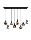 Lámpara de techo colgante negra vidrio ahumado 8 luces 40W | LeonLeds