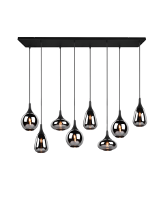 Lámpara de techo colgante negra vidrio ahumado 8 luces 40W | LeonLeds