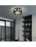 Plafón de techo negro vidrio ahumado varias luces 28W en un salón