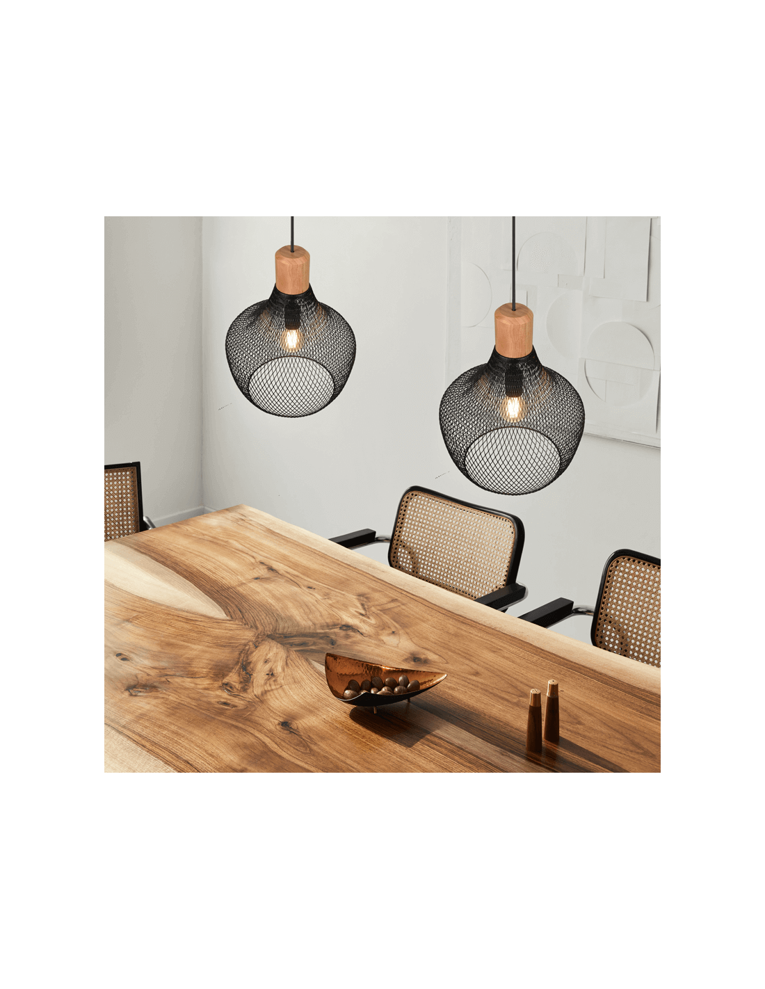 Luminária suspensa de teto grade metálica preta 1xE27 leonleds