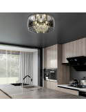 Plafón de techo negro vidrio ahumado 5 luces 28W en una cocina